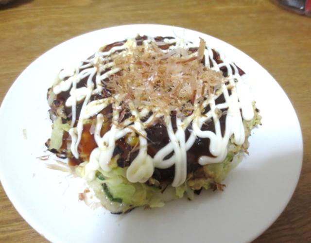 お餅でお好み焼き