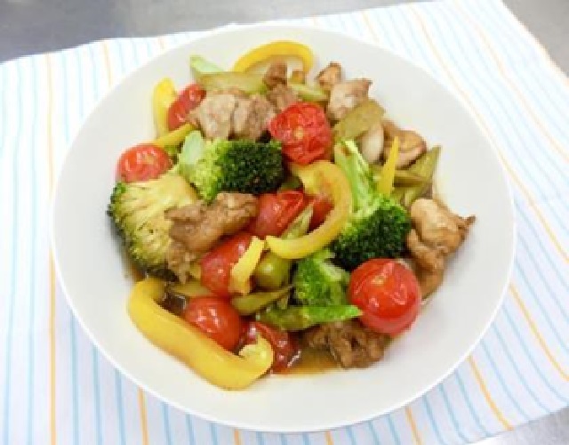 鶏肉のウスター蒸し焼き