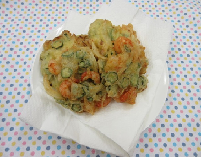 えびとオクラのかき揚げ
