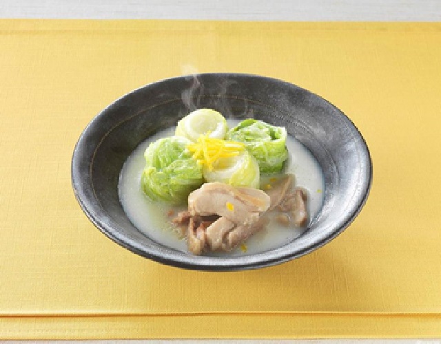 白菜と鶏肉の豆乳煮